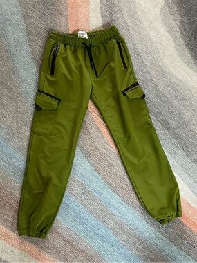 Kid's Olive Green Cargo Jogger Pants